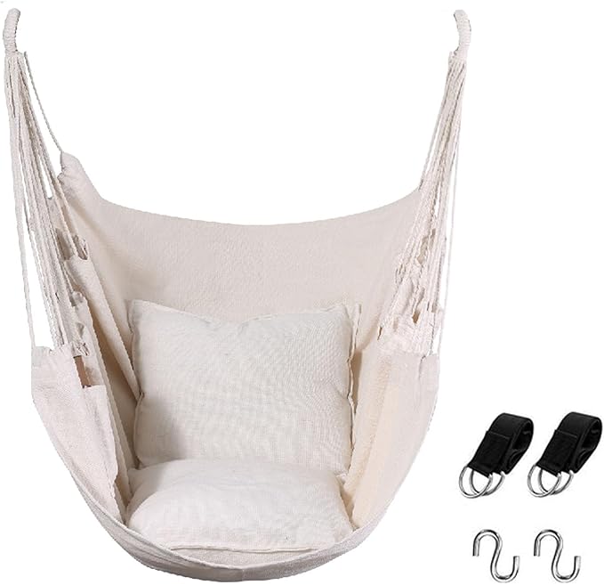 Goutime Hammock Chair, Boho Hanging Rope Ceiling Swing, Macrame Hanging by Goutime