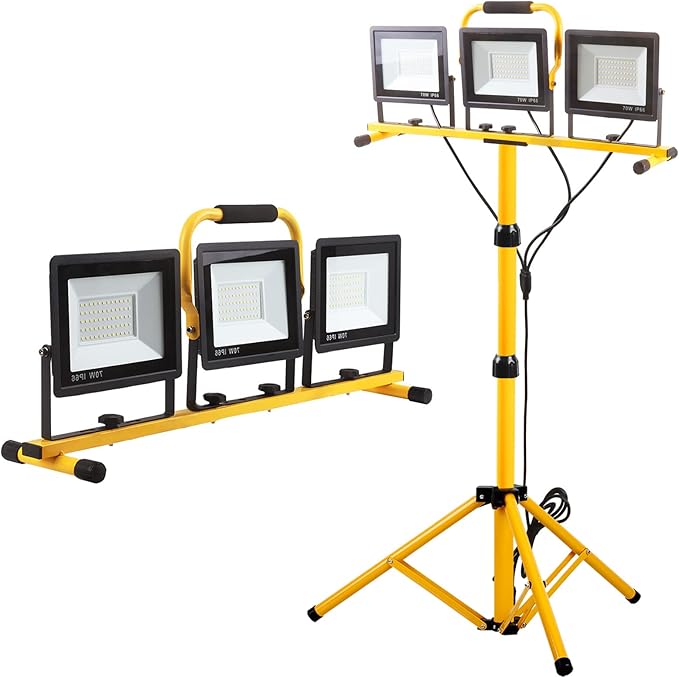 22000 Lumen Work Lights with Stand, 3 Head Portable LED Work Light, with by GUWELL
