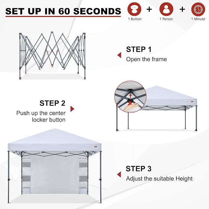 ABCCANOPY Pop Up Canopy with Sidewall, 10x10 Outdoor Canopy Tent with Storage - Image 2