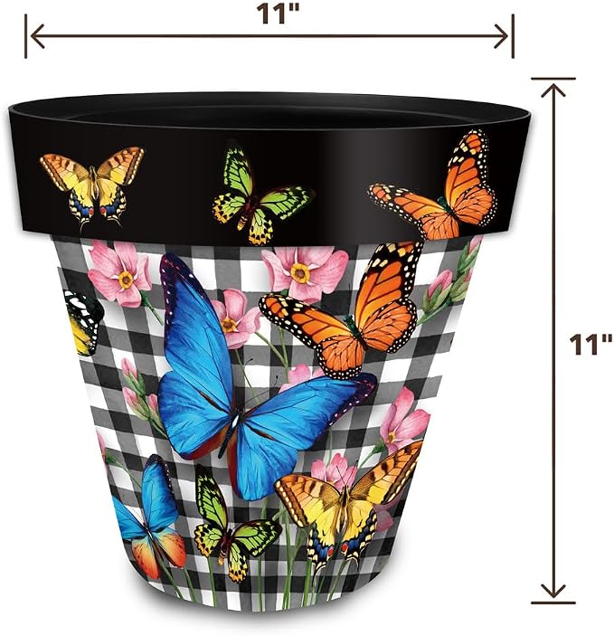 Briarwood Lane Checkered Butterflies Medium Planter - Image 5