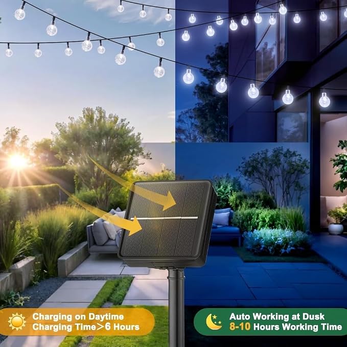 20 LED Crystal Globe Solar String Light Extra-Bright Outdoor Lights - Image 3