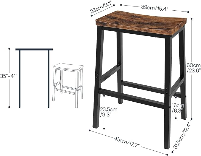 HOOBRO Bar Stools Set of 4, Counter Height Bar Stools, 23.6'' Bar Chairs - Image 3