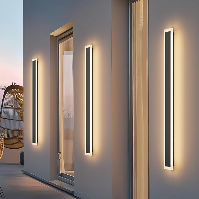2 Pack 39.4In Long Outdoor LED Wall Light 3000K Modern Exterior Lighting by Coinmit
