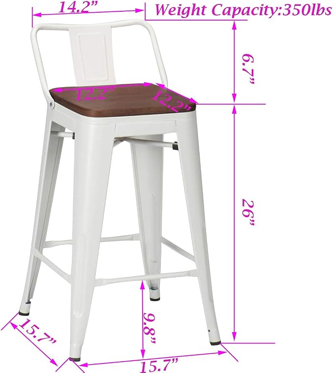 Changjie Furniture 26 Inch Bar Stools Set of 4 Industrial Metal Barstools - Image 8