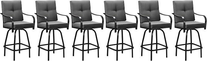Patio Swivel Bar Stools, Outdoor Bar Height Swivel Chairs Set of 6 by GOOGIC