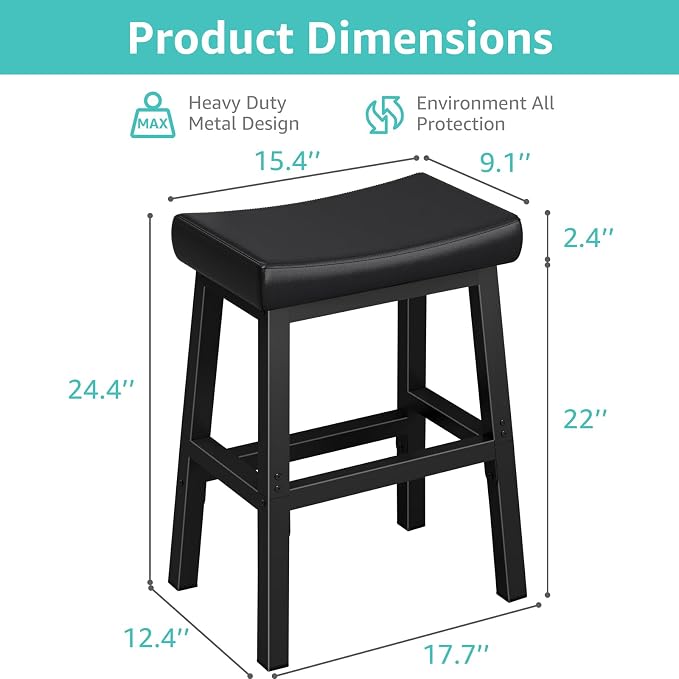 24 Inch Bar Stools for Kitchen Island, Kitchen Chairs Counter Height Stools - Image 3