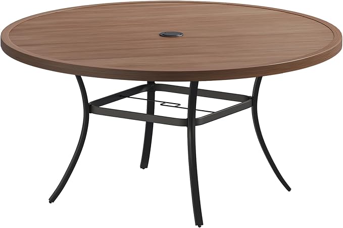 VICLLAX 60" Round Patio Table, Outdoor Dining Table by HOME