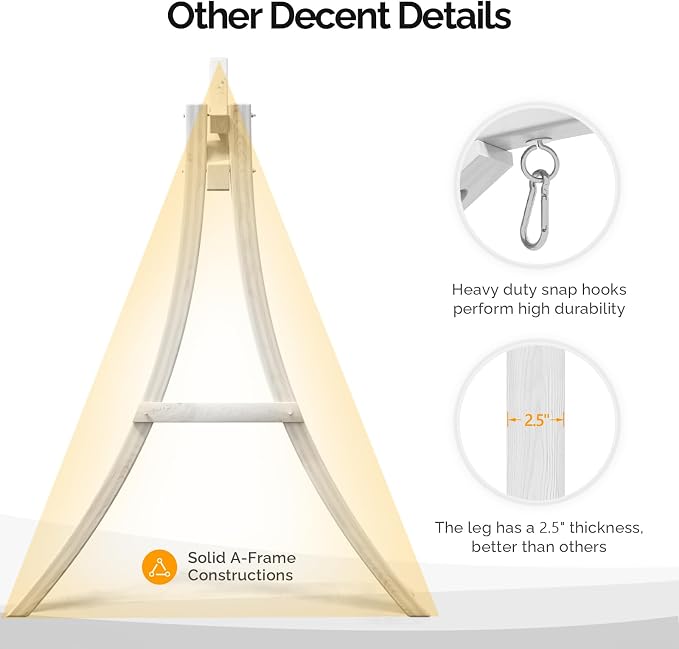 VINGLI 5FT Wooden Swing Frame, 1000LBS Heavy Duty A-Frame Porch Swing Stand - Image 4