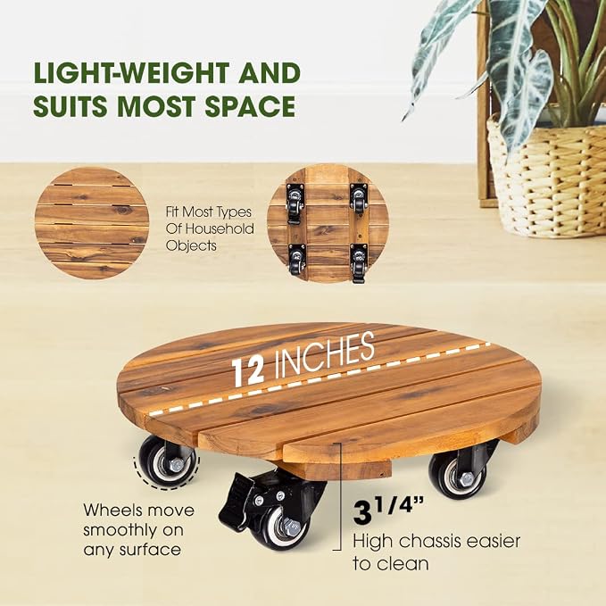 Idzo 2pack Wood Plant Caddy - Image 6