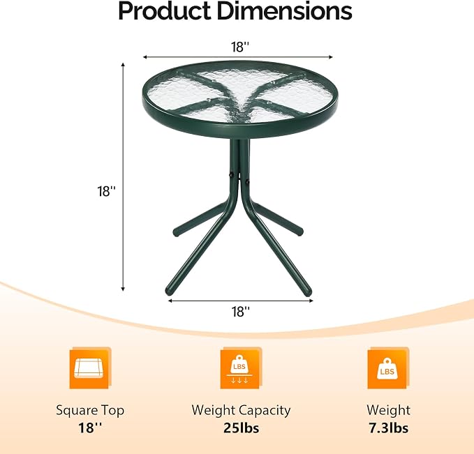 VINGLI Outdoor Side Table, Weatherproof Small Tables - Image 3