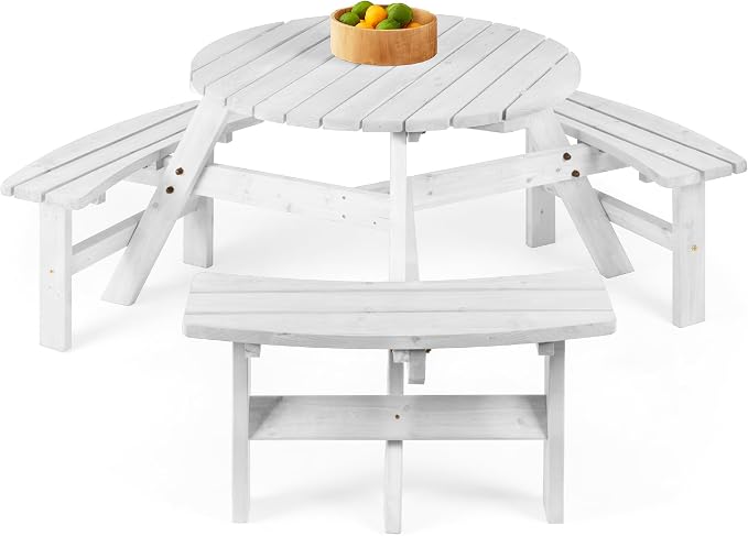 Best Choice Products 6-Person Circular Outdoor Wooden Picnic Table by BestChoiceProducts