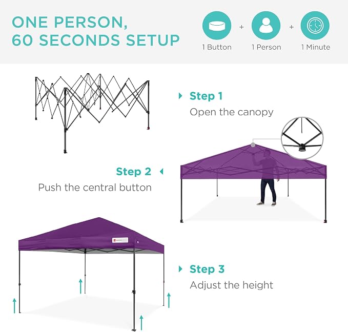 Best Choice Products 10x10ft Pop Up Canopy Tent, Outdoor Shade, 1 Person 1 - Image 2