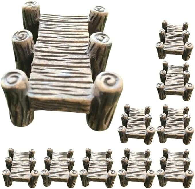 Miniature Bridge Model Decor 10Pcs Wooden Retro Garden Ornaments by FUNOMOCYA