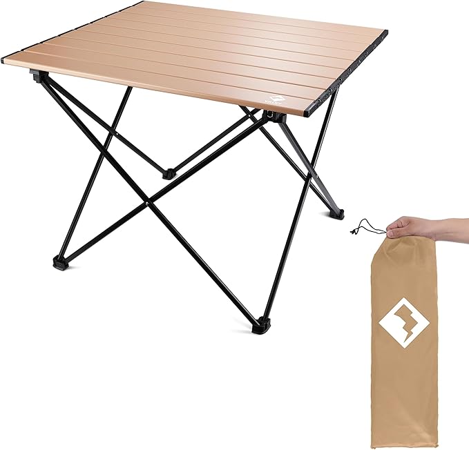 VILLEY Portable Camping Side Table, Ultralight Aluminum Folding Beach Table by VILLEY