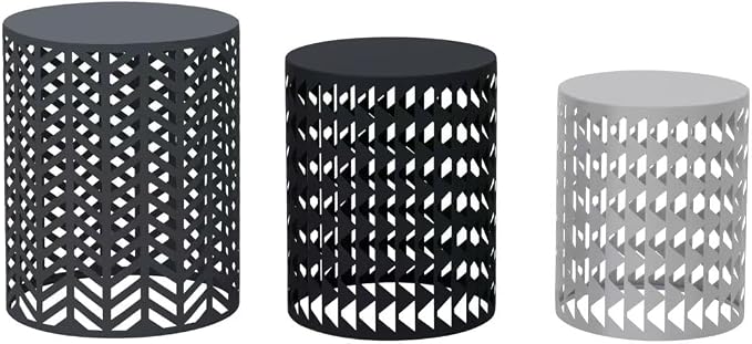 Nesting Outdoor Side Table, Small Round Metal Coffee Tables Set of 3, Stacking - Image 8
