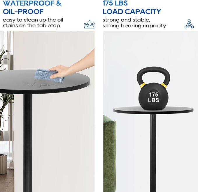FDW Bistro Pub Table 2 Pack 40 Inch Height Cocktail Table Round Bistro Bar Table - Image 7