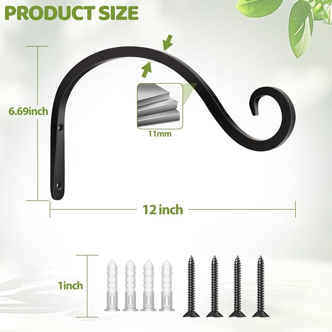 BOLITE Plant Hangers Outdoor Indoor, 12 Inch Wall Plant Hooks, Metal Bird - Image 8
