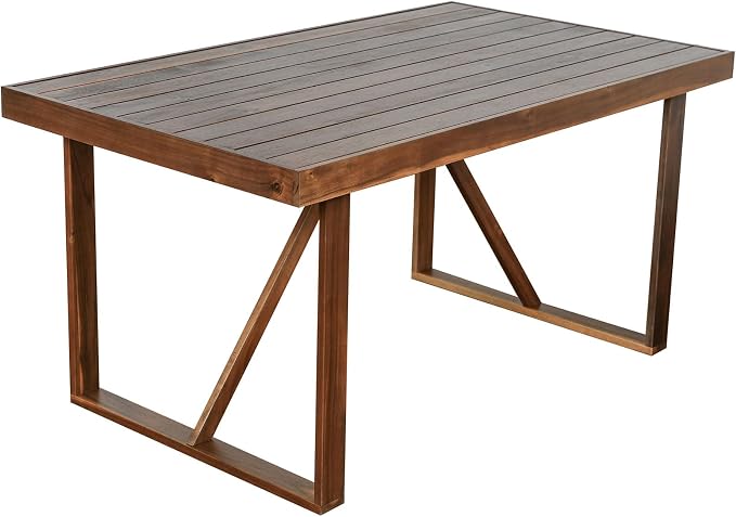 Outdoor Dining Set for 6, Acacia Wood Patio Dining Table Set - Image 6