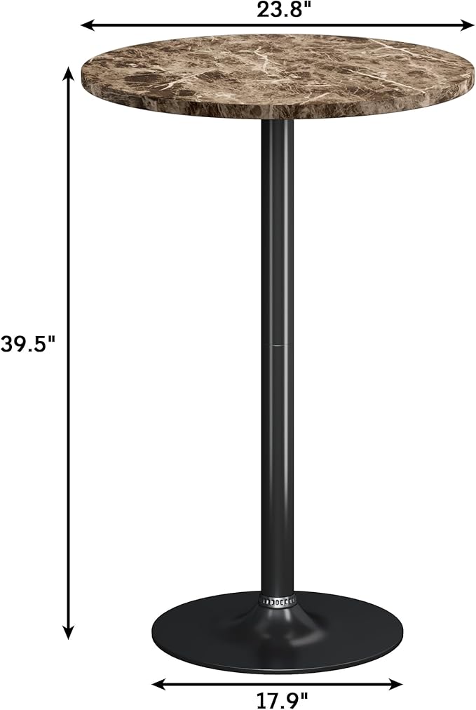 Flamaker Round Bistro Pub Table Modern Style Metal Base MDF Top Cocktail Bar - Image 3
