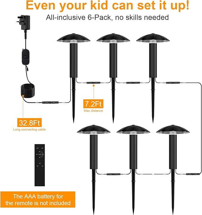 6-Pack Low Voltage Pathway Lights Kit: 24V Plug-in Landscape Lighting kit - Image 2