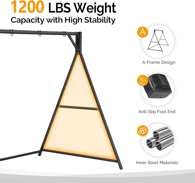 VINGLI 7 FT Rattan Porch Swing Stand, Patio Swing Frame Support 1200 LBS - Image 2