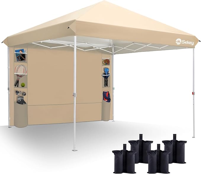 Sekey 10x10 Pop Up Canopy with Pockets Sidewall, One Push Setup Instant Outdoor by Sekey
