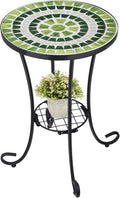 VCUTEKA Outdoor Side Table Mosaic Patio Table Accent Tables Mosaic Tile Top by VCUTEKA
