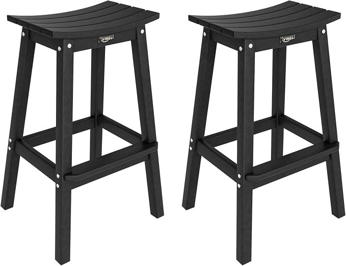 VINGLI 29" Outdoor Bar Stools Set of 2, HDPE Poly Lumber Bar Chairs by VINGLI
