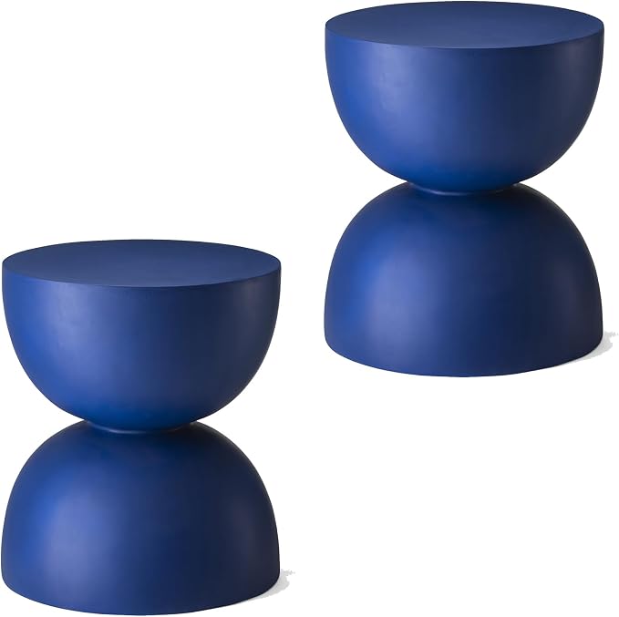 Glitzhome Outdoor Side Tables Set of 2, Heavy Duty Patio Sturdy Faux Terrazzo by Glitzhome