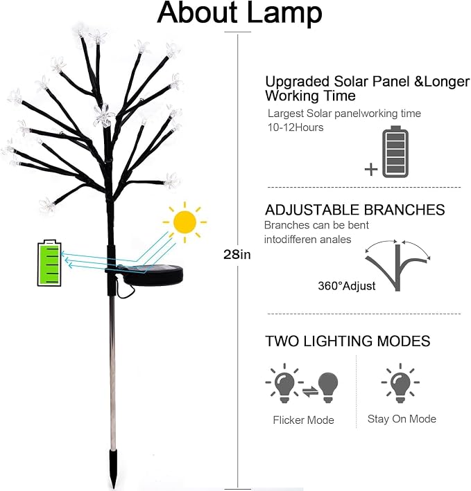 Solar Garden Lights Waterproof, Solar Lights Outdoor Decorative 8Pack, 160Led - Image 3