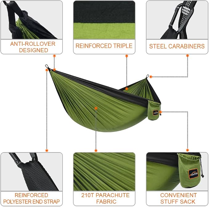 Camping Hammock, Super Lightweight Portable Parachute Hammock - Image 2