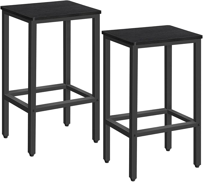 Bar Stools, 2-Piece Dining Stools, 25.8-Inch Height, Rectangular Industrial Bar by MAHANCRIS