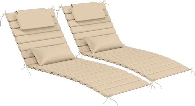 2PCS Outdoor Water-Resistant Olefin Chaise Lounge Cushions by Aofeite