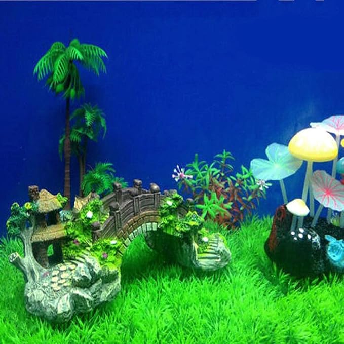 NA Aquarium Ornament Resin Arch Bridge Tree Pavilion Artificial Bridge Model - Image 5