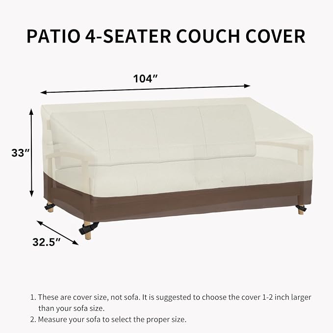 Easy-Going Waterproof Outdoor Couch Cover, Heavy Duty 3-Seater Patio Sofa Cover - Image 6