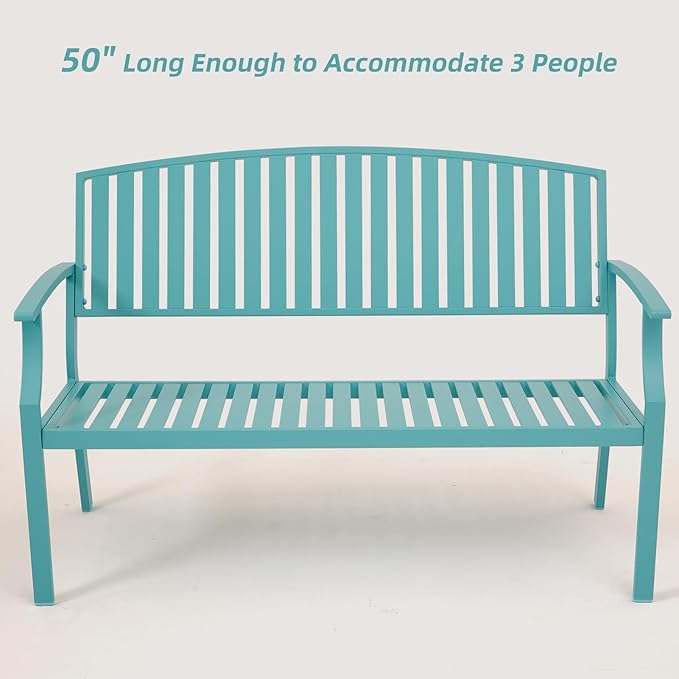 Outdoor Bench Weatherproof Aluminum Patio Garden Bench, Patio Loveseat - Image 6