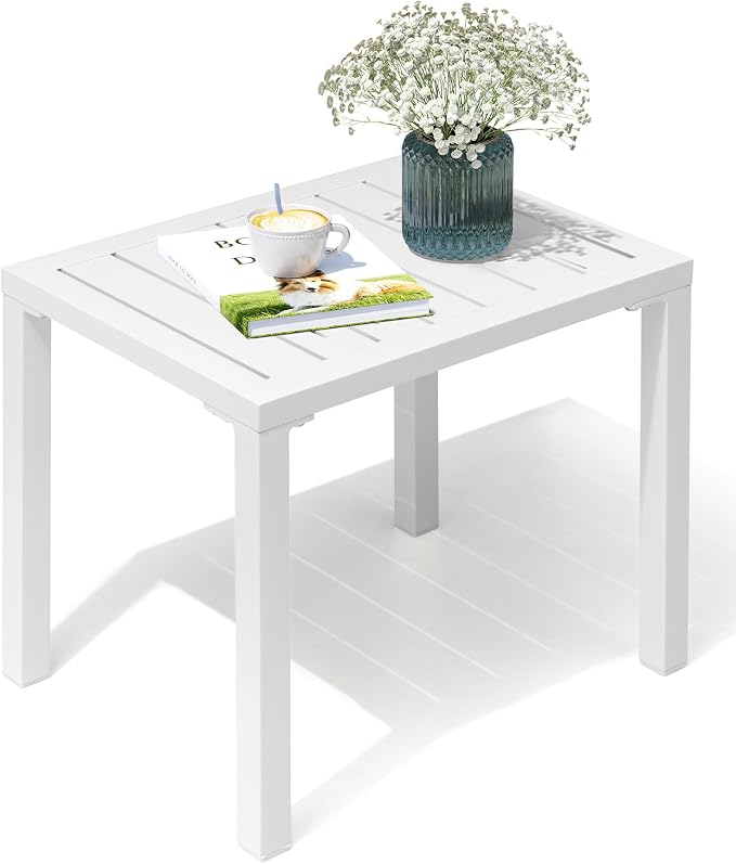 Crestlive Products Outdoor Side Table, Aluminum Rectangular Side/End Table by CrestliveProducts