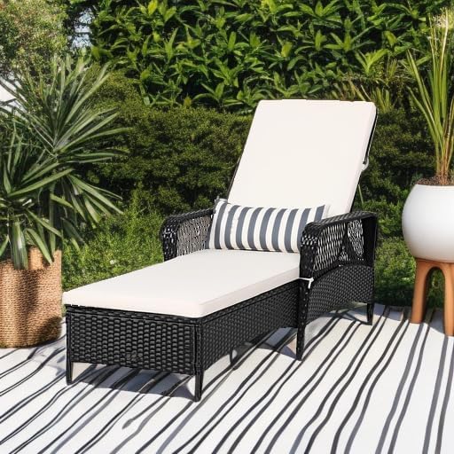 Tangkula Wicker Chaise Lounge Outdoor, Patio Rattan Reclining Chaise - Image 6