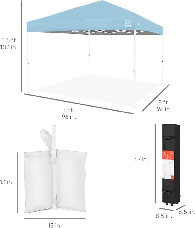 Best Choice Products 8x8ft Pop Up Canopy Tent, Outdoor Shade, 1 Person 1 Minute - Image 8