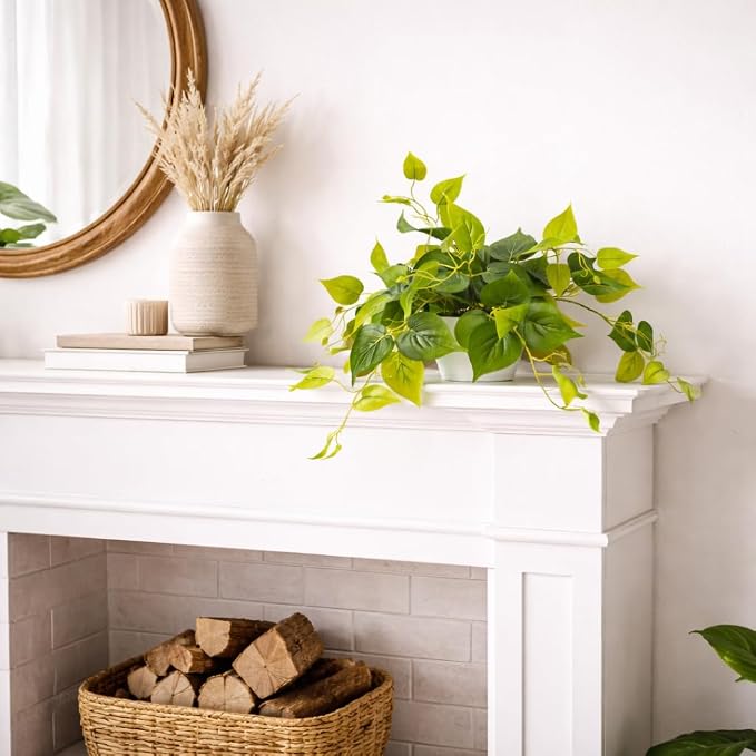 alyptus Fake Pothos Hanging Plants – Set of 2 Faux Ivy Vines Realistic Silk - Image 9