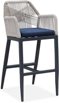 PURPLE LEAF Patio Bar Height Stool 28" H Boho 1 Piece Rattan Aluminum Tall Bar by PURPLELEAF