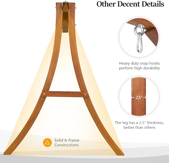 VINGLI 5FT Wooden Swing Frame, 1000LBS Heavy Duty A-Frame Porch Swing Stand - Image 4