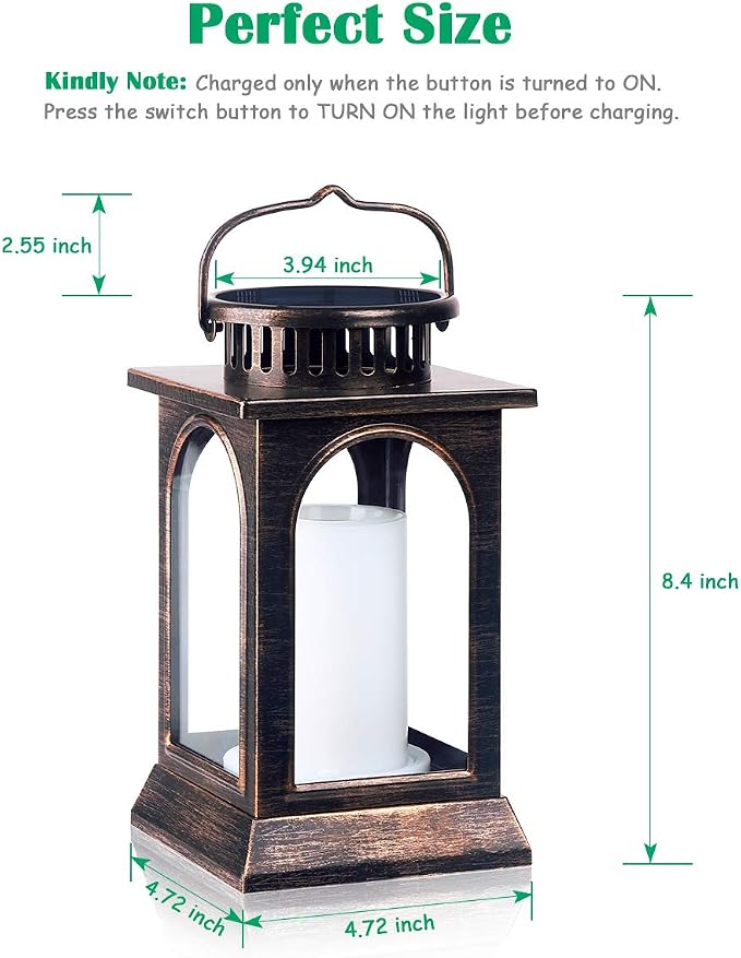TomCare Solar Lights Flickering Flame Upgraded Metal Solar Lantern Outdoor - Image 3