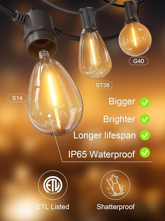 Svater Outdoor String Lights LED 25 FT, Patio Lights - Image 6