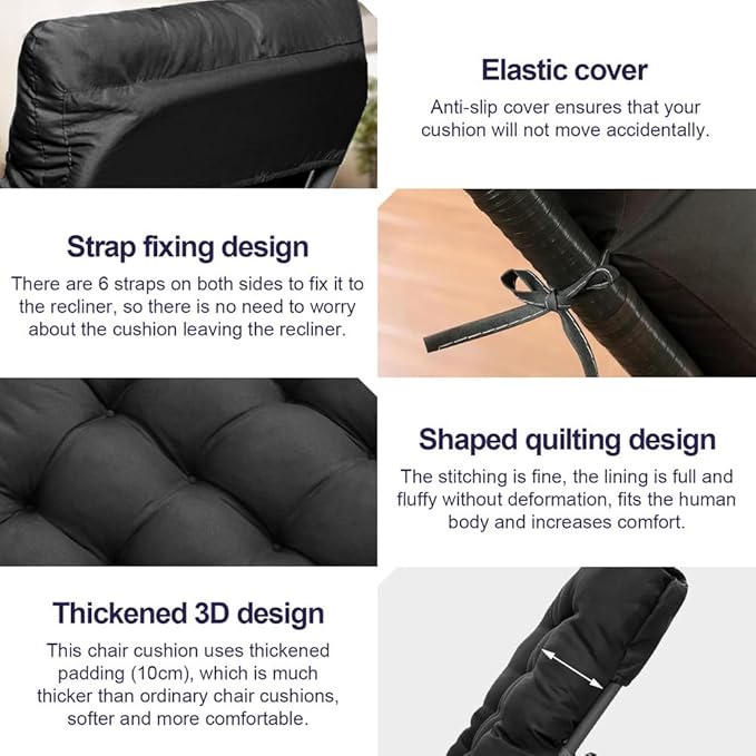 ERWUDEling Patio Lounge Chair Cushion, Waterproof Zero Gravity Chair Cushions - Image 2