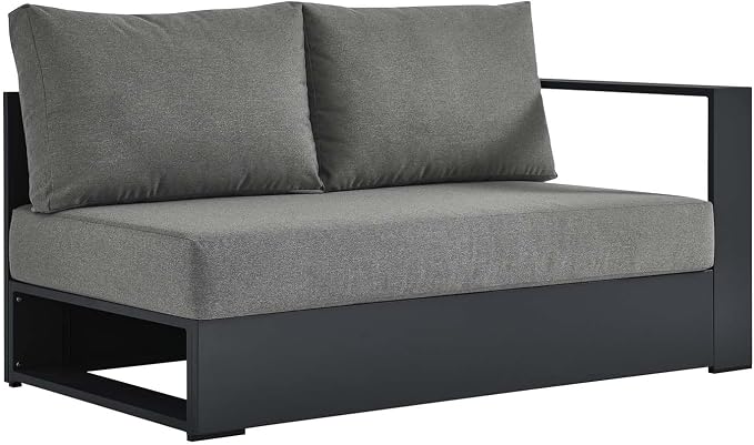 Modway Tahoe Aluminum Modular Right-Facing Outdoor Patio Loveseat in Gray - Image 3