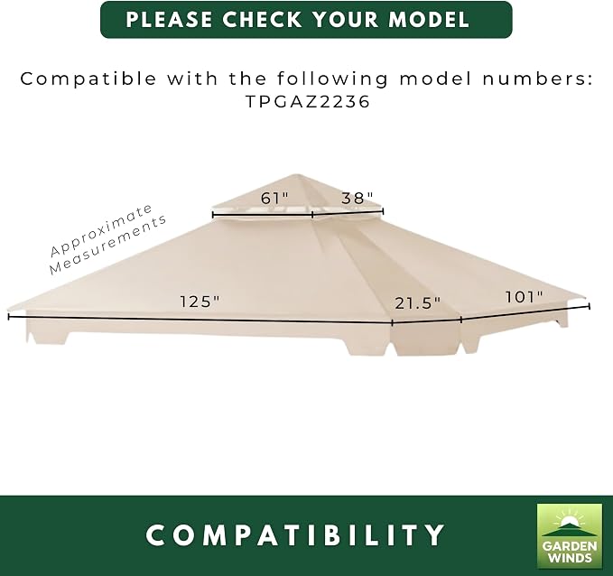 Garden Winds Reinforced RipLock 350 Replacement Canopy Top Cover Compatible - Image 5
