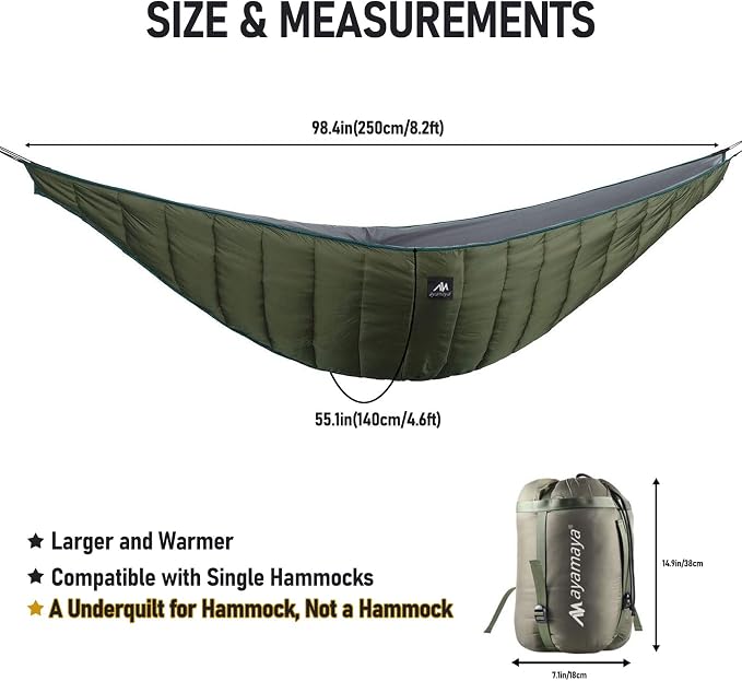 AYAMAYA Single & Double Hammock Underquilt Full Length Big Size Under Quilts - Image 4