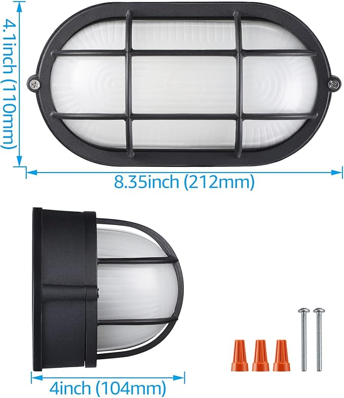 LEONLITE 8.5'' Bulkhead Light Fixture, Nautical Outdoor Lighting, Oval Bulkhead - Image 5