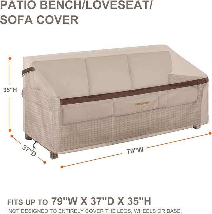 Patio Loveseat Cover Waterproof 3 Seater Outdoor Deep Sofa Covers 79inch x - Image 3